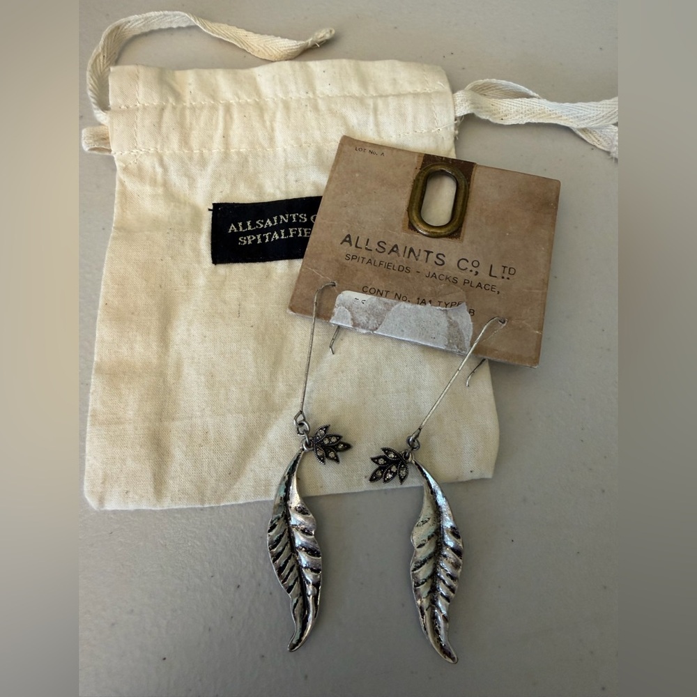 New All Saints Silver Crescenza Earrings WW004B